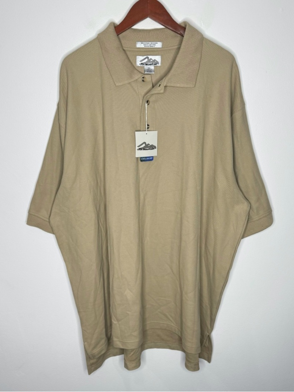 Tri-Mountain UltraCool Polo Shirt 3XL Khaki Moisture Wicking Golf NWT Men’s